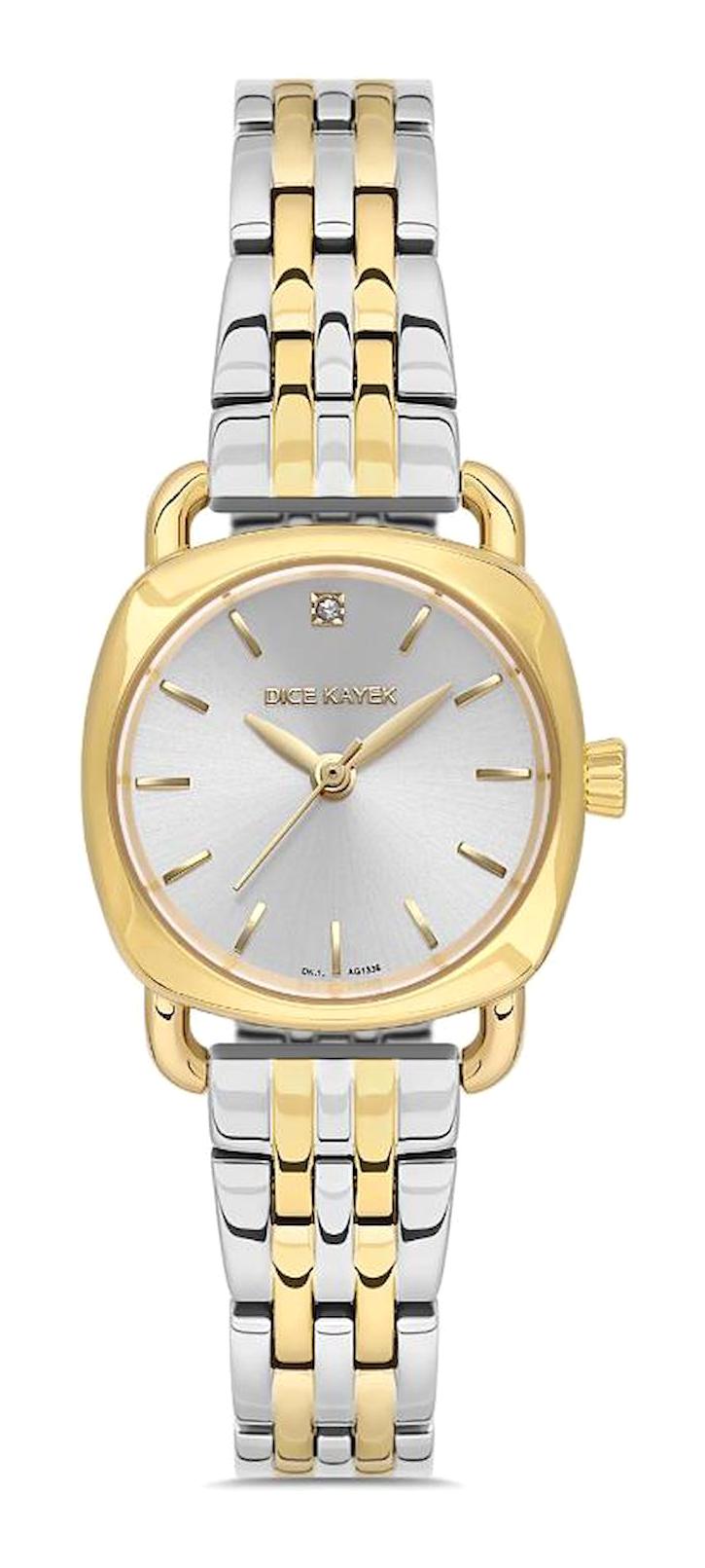 Dice Kayek DK.1.AG1336.07 24 mm Altın-Gri Çelik Kordon Analog Kadın Kol Saati