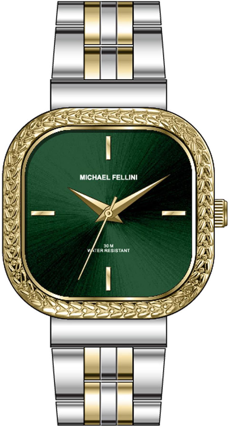 Michael Fellini 2359-8 26 mm Altın-Gri Metal Kordon Analog Erkek Kol Saati