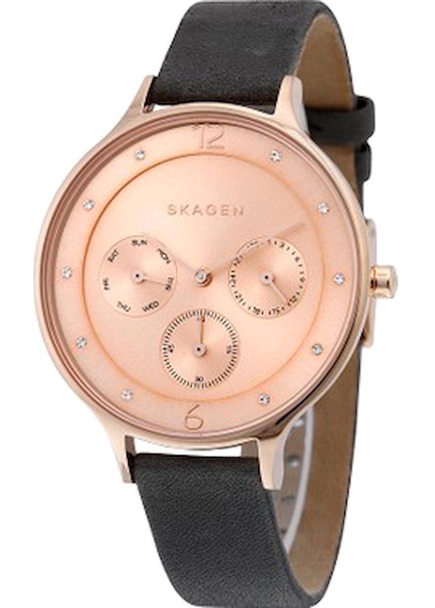 Skagen SKW2392 Takvimli 35 mm Siyah Deri Kordon Analog Kadın Kol Saati