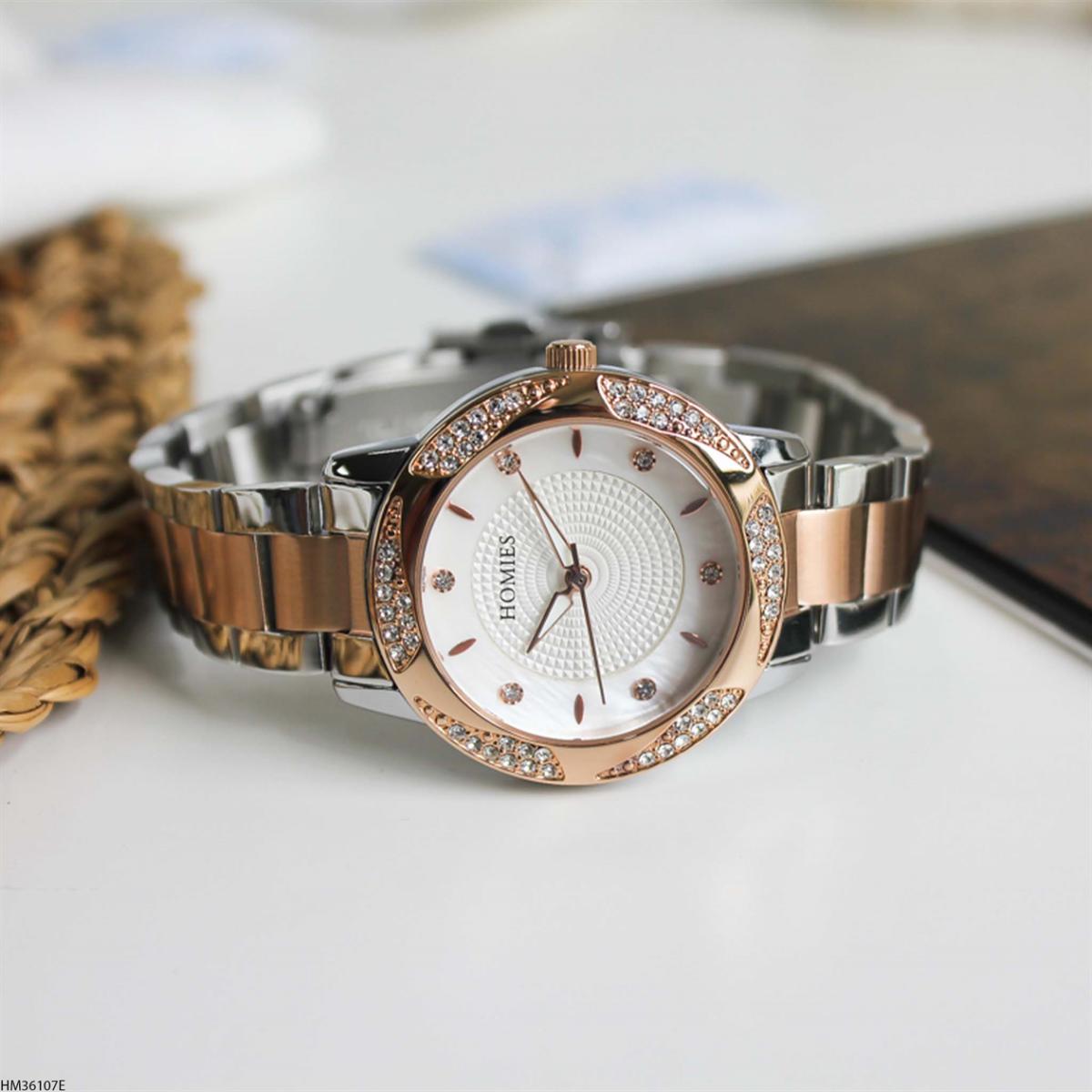 Homies HM36107E 34 mm Gri-Rose Gold Metal Kordon Analog Kadın Kol Saati