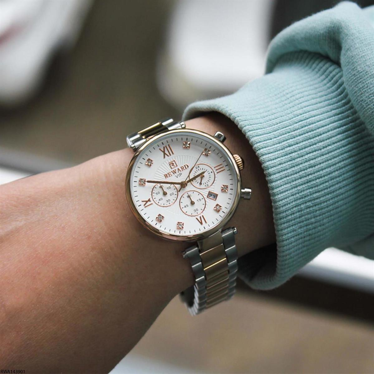 Reward RWA143901 Takvimli 36 mm Gri-Rose Gold Çelik Kordon Analog Kadın Kol Saati