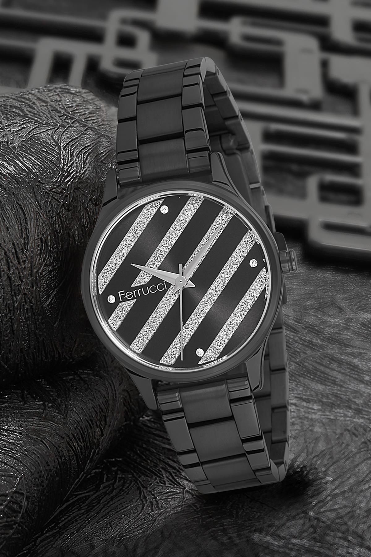 Ferrucci 9FM1723 38 mm Siyah Metal Kordon Analog Kadın Kol Saati
