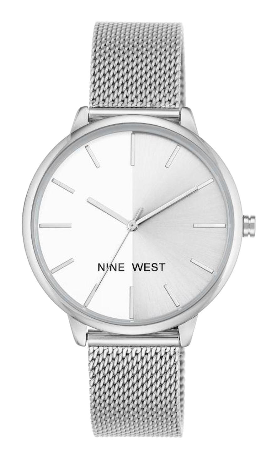 Nine West NW-1981SVSB 40 mm Gri Hasır Kordon Analog Kadın Kol Saati