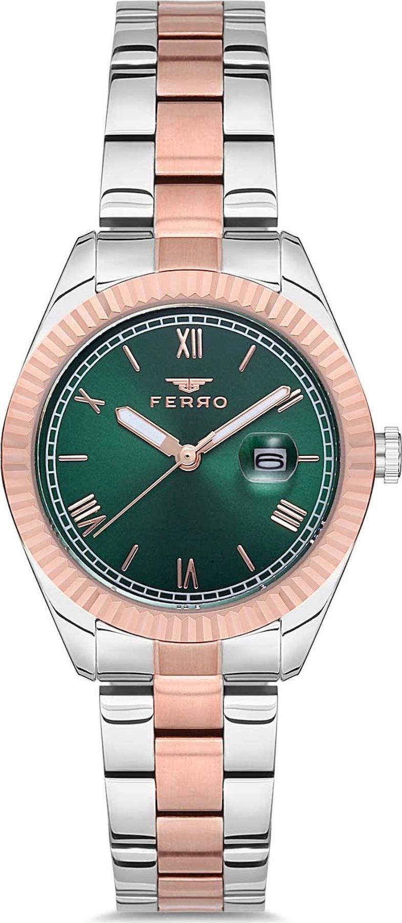 Ferro F21127A-E6 36-40 mm Gri-Rose Gold Çelik Kordon Analog Kadın Kol Saati