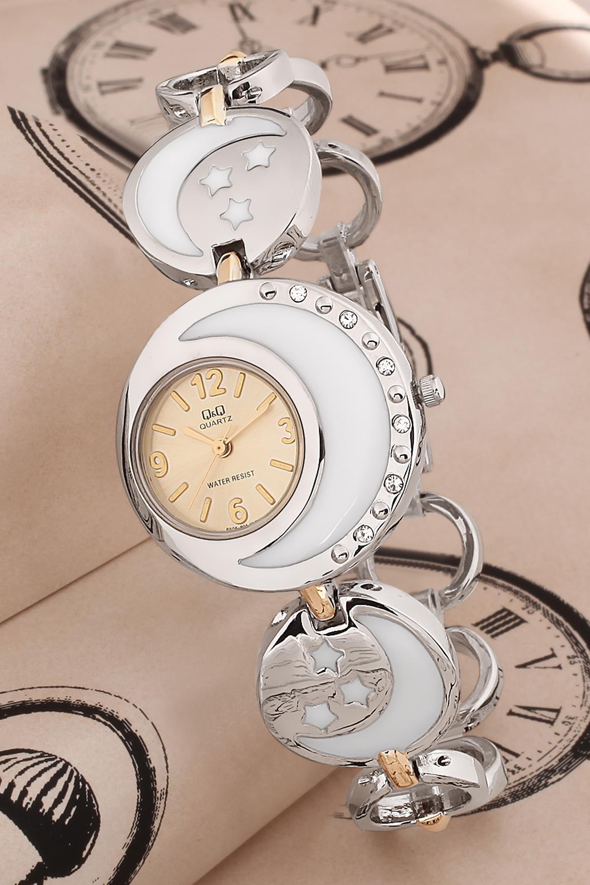Q&Q 3G516 36 mm Gri Metal Kordon Analog Kadın Kol Saati