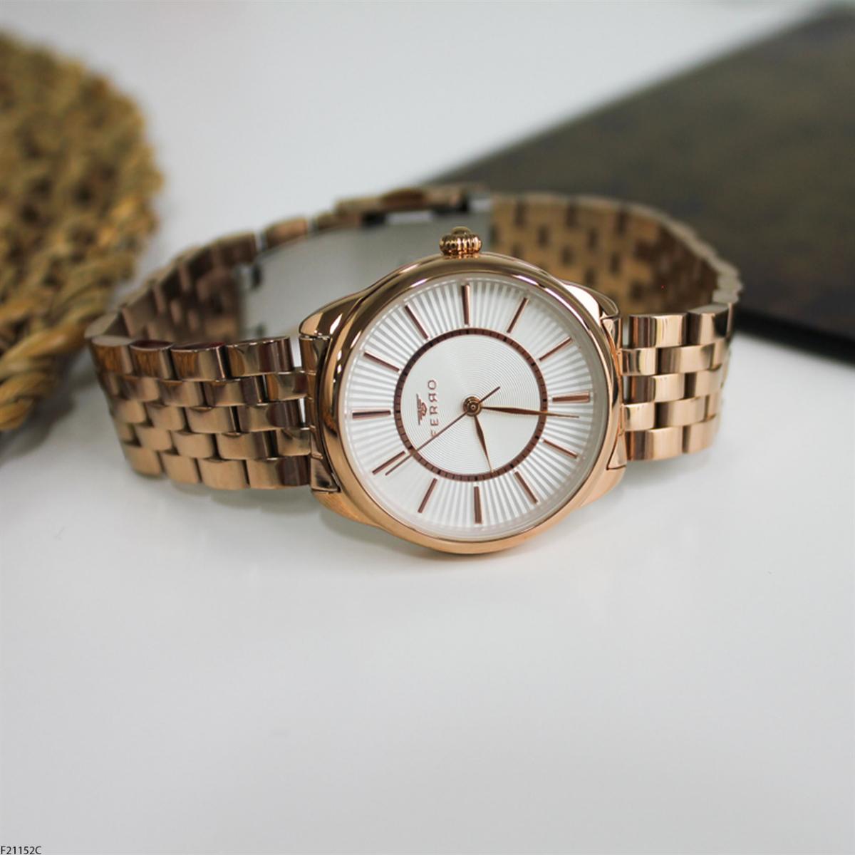 Ferro F21152C 36 mm Rose Gold Metal Kordon Analog Kadın Kol Saati