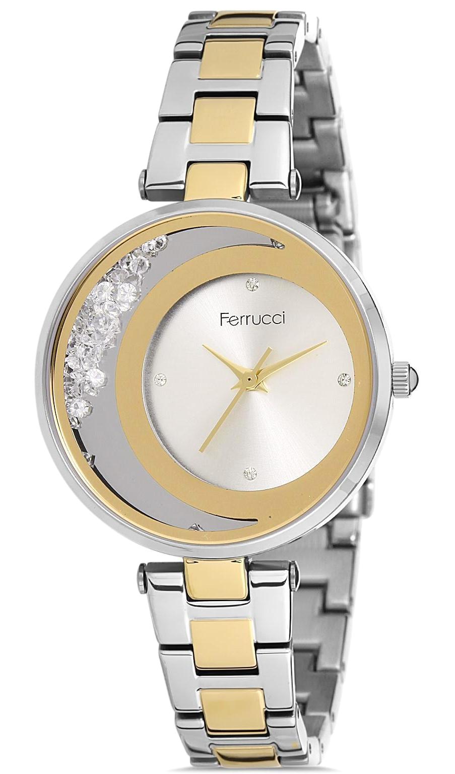 Ferrucci 9FM2582 36 mm Altın-Gri Metal Kordon Analog Kadın Kol Saati