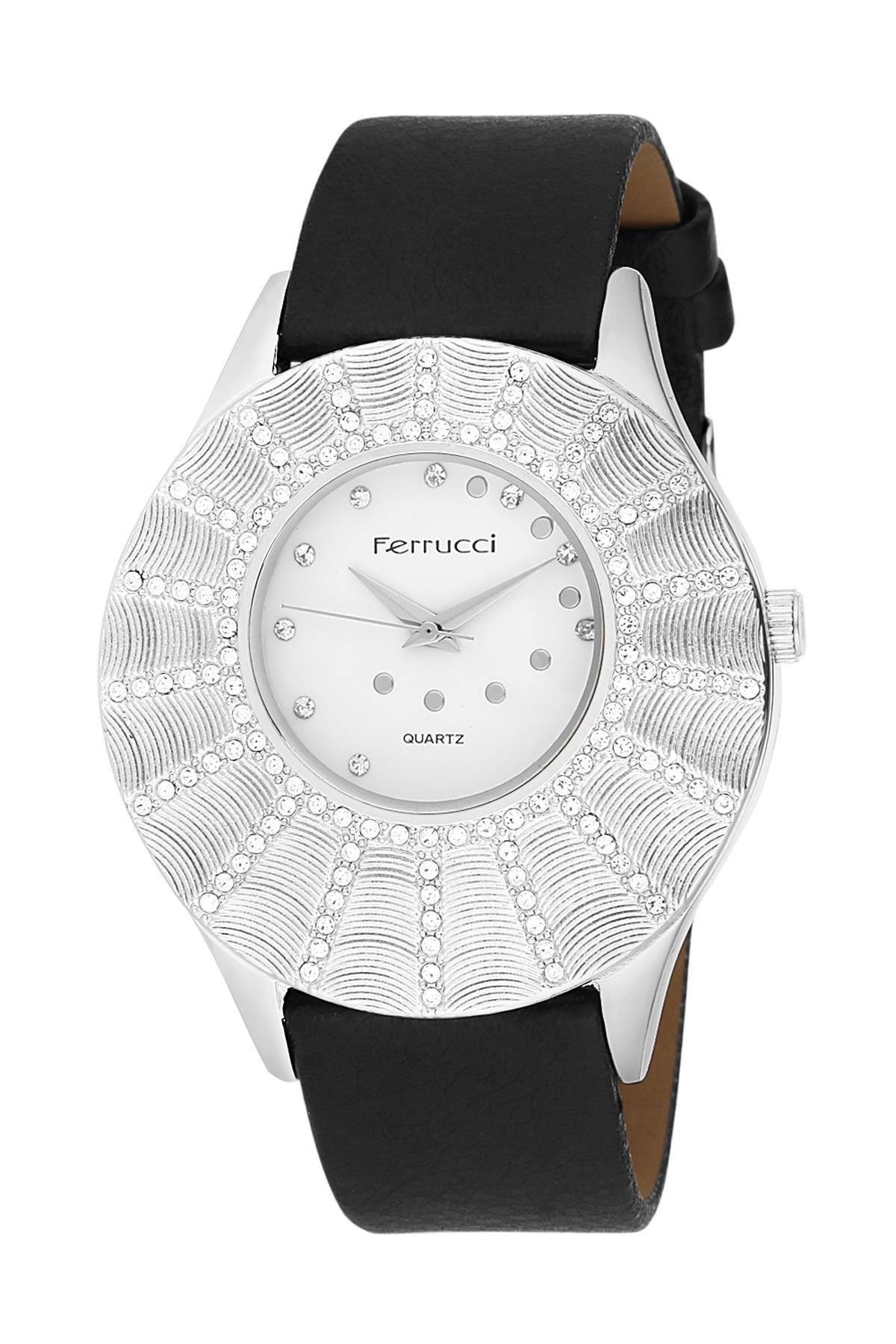 Ferrucci 5FK622 38 mm Siyah Deri Kordon Analog Kadın Kol Saati