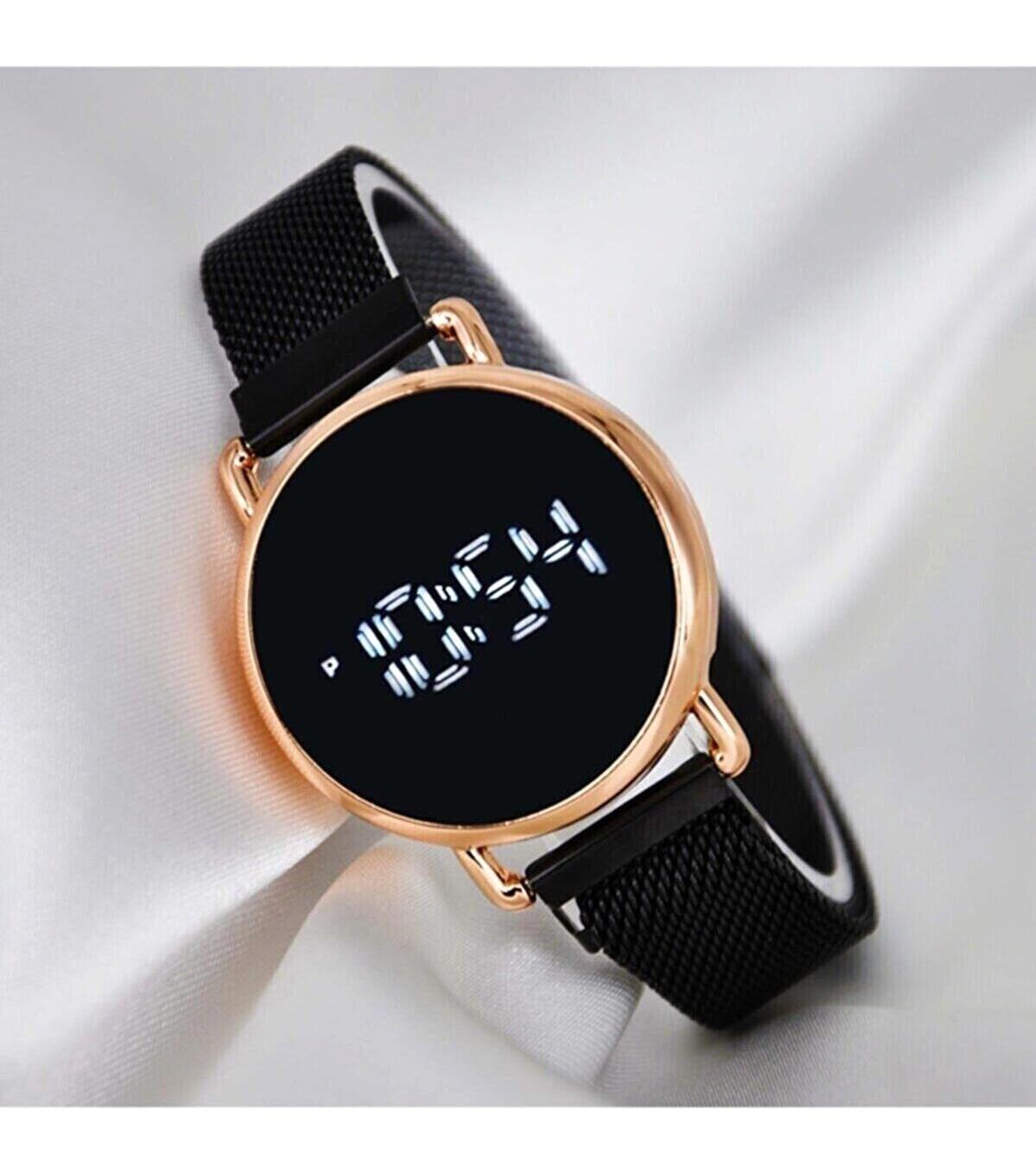 Desingshop 36-40 mm Siyah Hasır Kordon Dijital Kadın Kol Saati