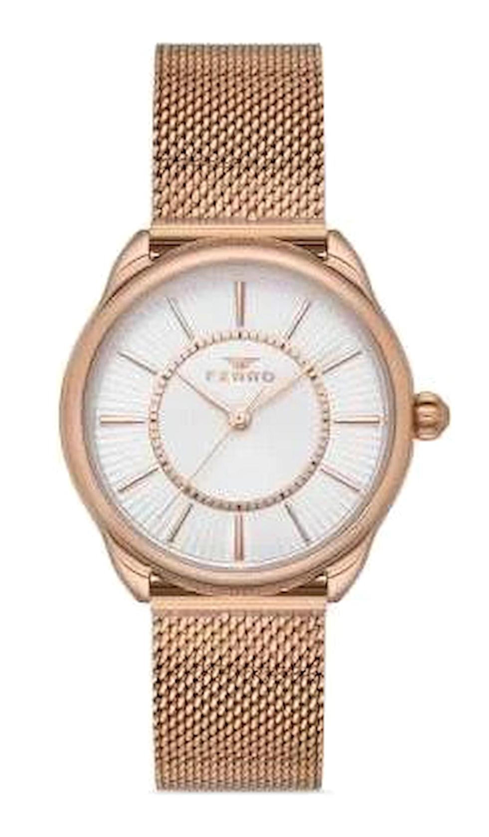 Ferro TH-F21152C-C 40 mm Rose Gold Hasır Kordon Analog Kadın Kol Saati