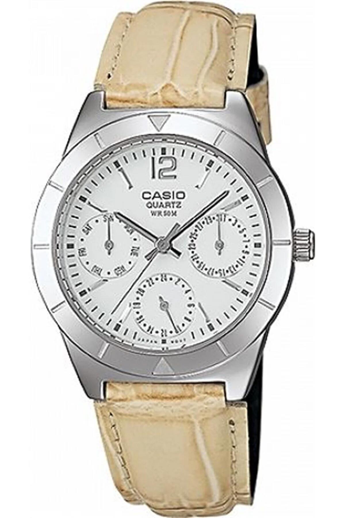 Casio LTP-2069l-7a1vdf Takvimli 31 mm Krem Deri Kordon Analog Kadın Kol Saati