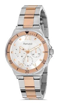 Ferrucci 36-40 mm Gri-Rose Gold Çelik Kordon Analog Kadın Kol Saati