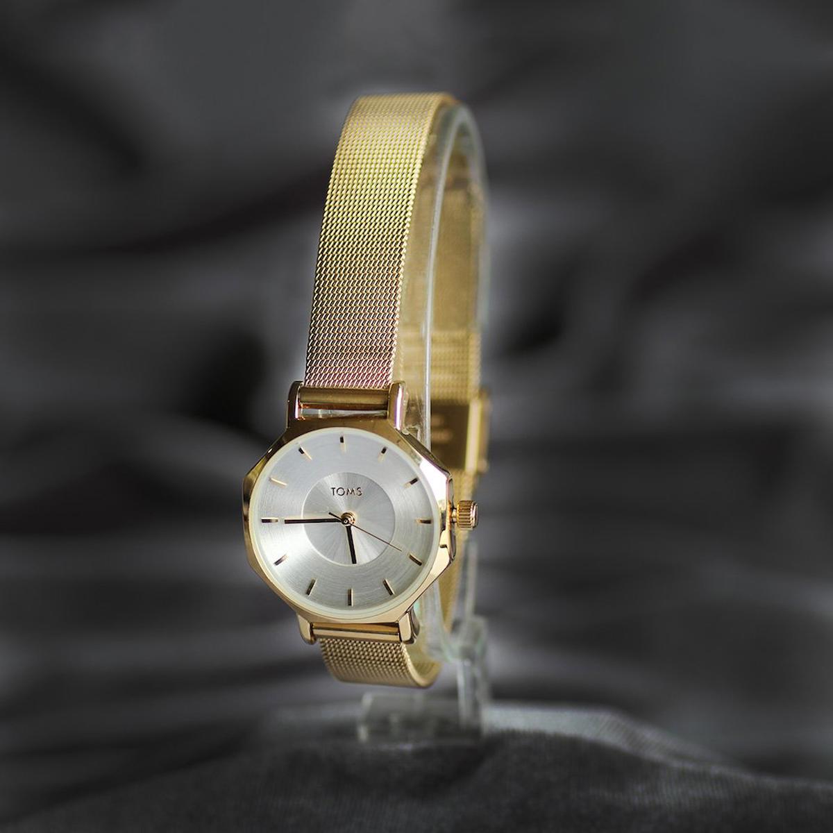 Toms T1819CWT1 21-25 mm Altın Hasır Kordon Analog Kadın Kol Saati