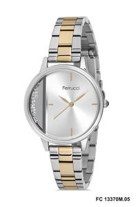 Ferrucci 31-35 mm Altın-Gri Çelik Kordon Analog Kadın Kol Saati