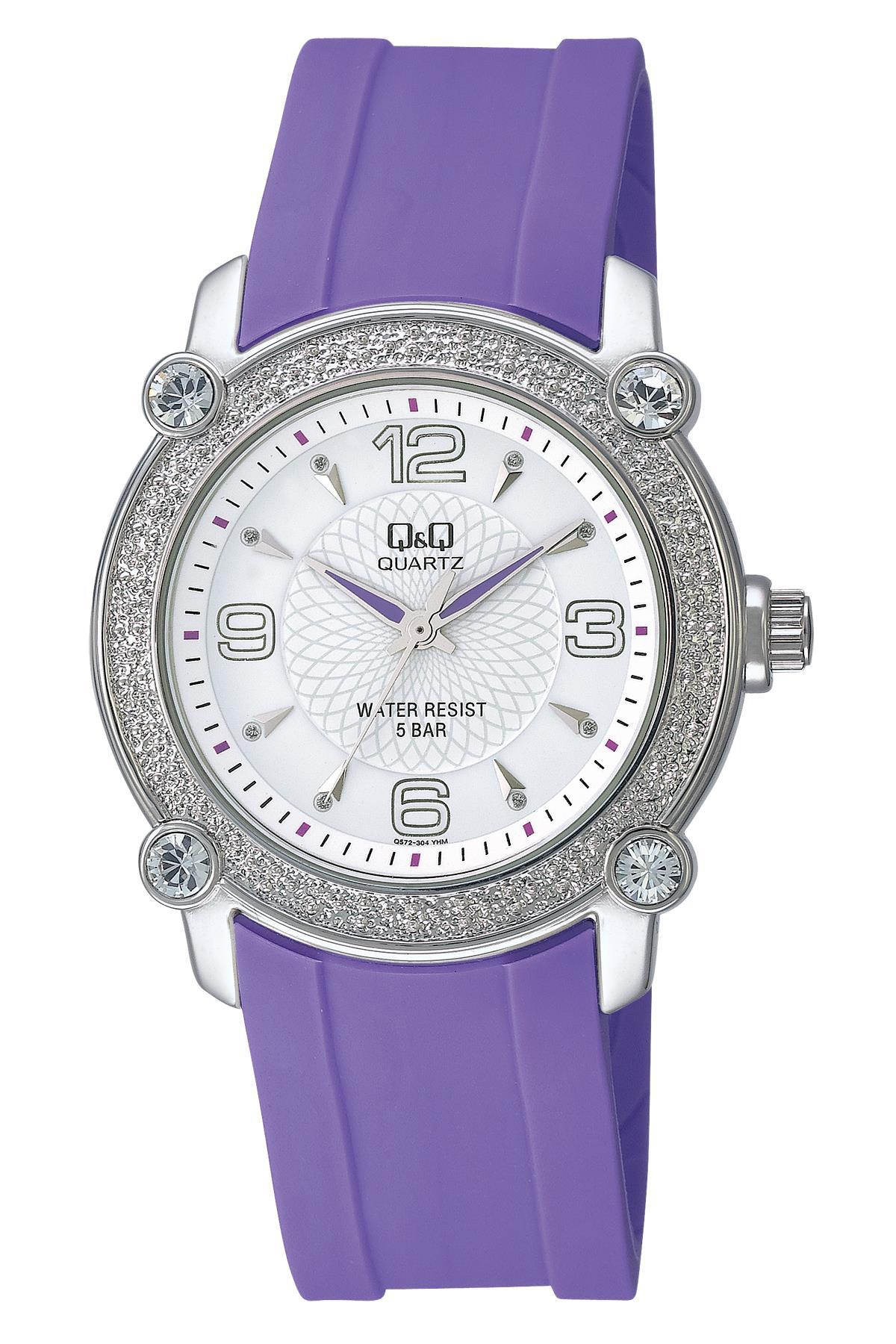 Q&Q 3B17 36 mm Mor Silikon Kordon Analog Kadın Kol Saati