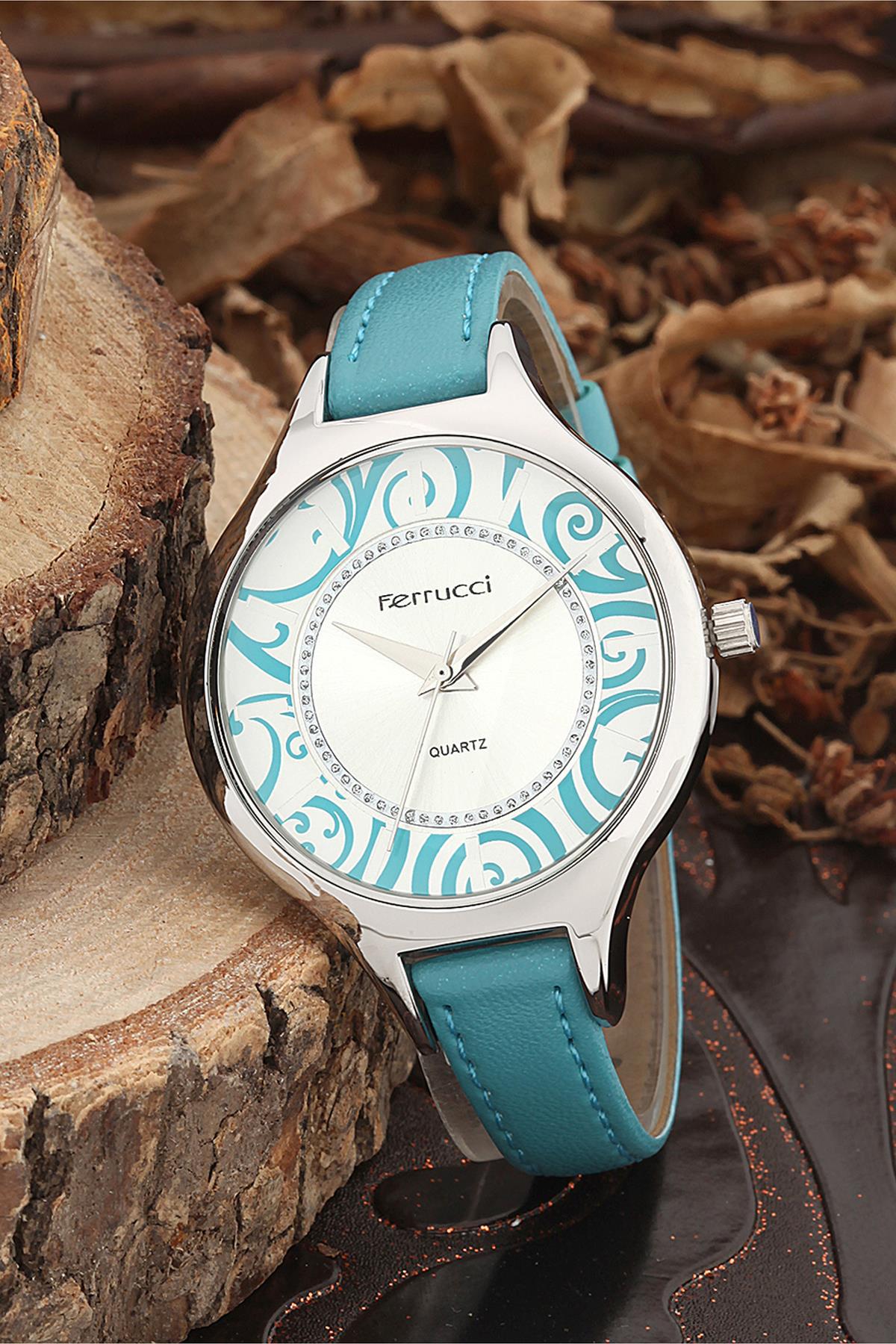 Ferrucci FRK923 39 mm Mavi Deri Kordon Analog Kadın Kol Saati
