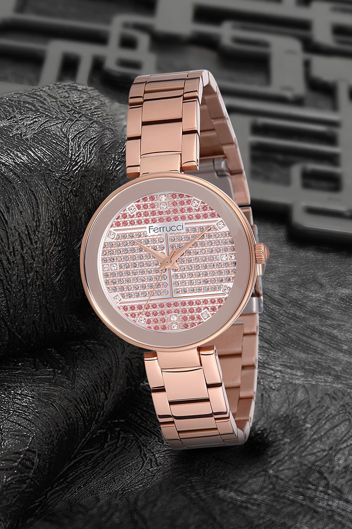 Ferrucci 9FM2514 36 mm Rose Gold Metal Kordon Analog Kadın Kol Saati