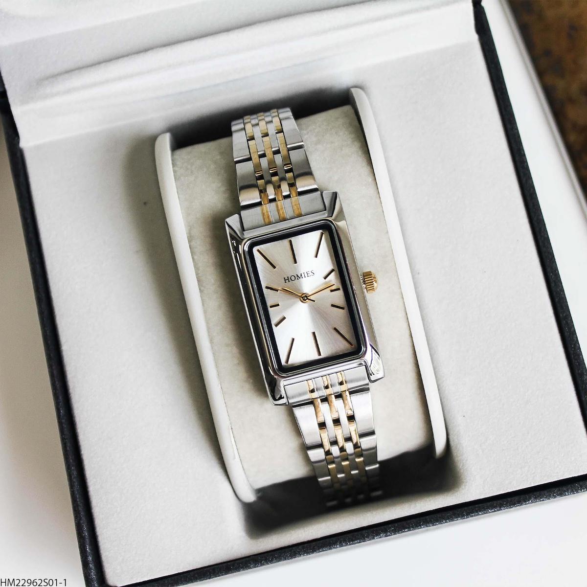 Homies HM22962S01-1 30 mm Altın-Gri Çelik Kordon Analog Kadın Kol Saati