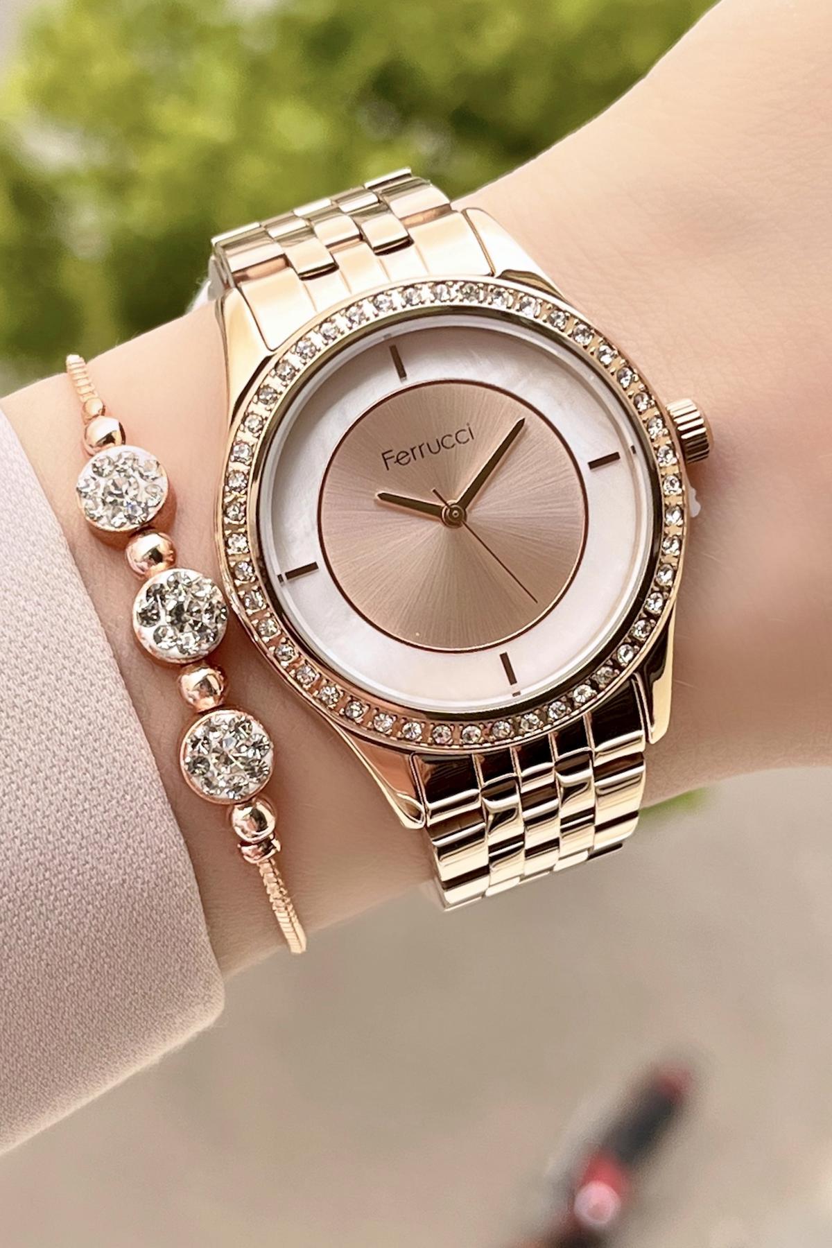 Ferrucci FCISTE2 35 mm Rose Gold Çelik Kordon Analog Kadın Kol Saati