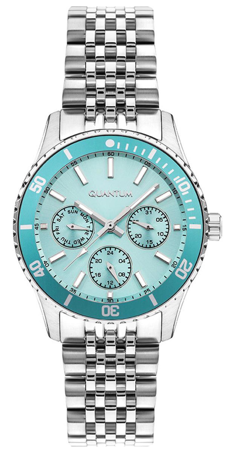 Quantum IML1109.390 Takvimli 35 mm Gri Çelik Kordon Analog Kadın Kol Saati