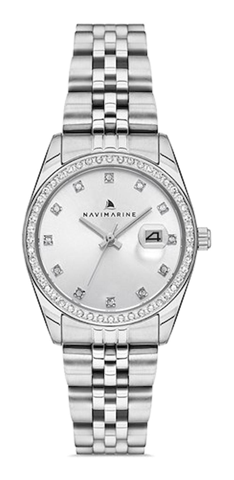 Navimarine NVM70-A1 Takvimli 34 mm Gri Çelik Kordon Analog Erkek Kol Saati
