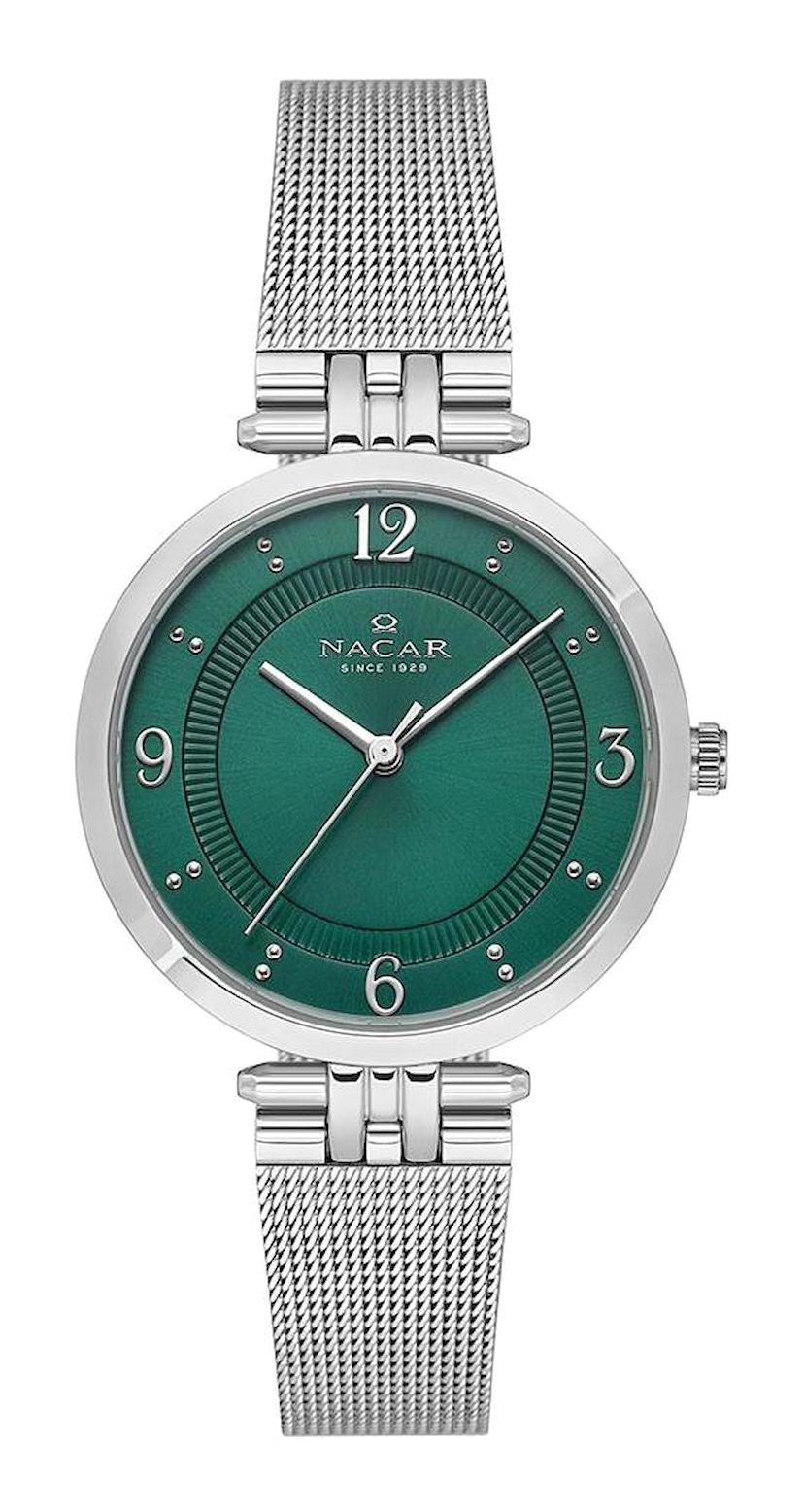 Nacar 390324-ANM 33 mm Gri Hasır Kordon Analog Kadın Kol Saati