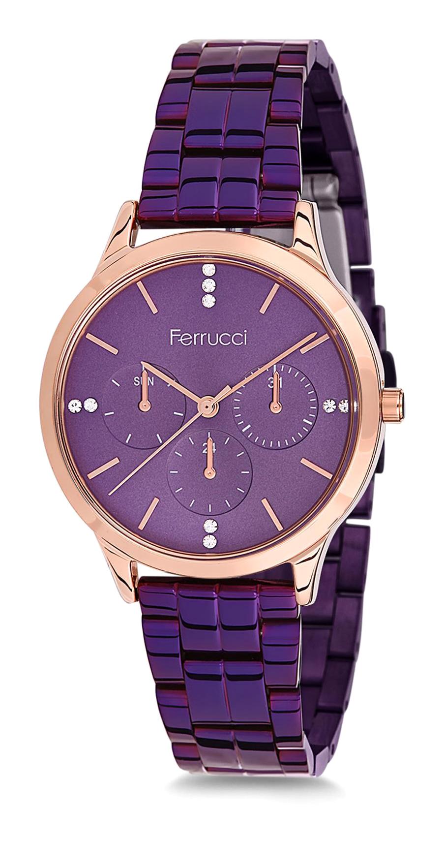 Ferrucci 9FM642 38 mm Mor Metal Kordon Analog Kadın Kol Saati