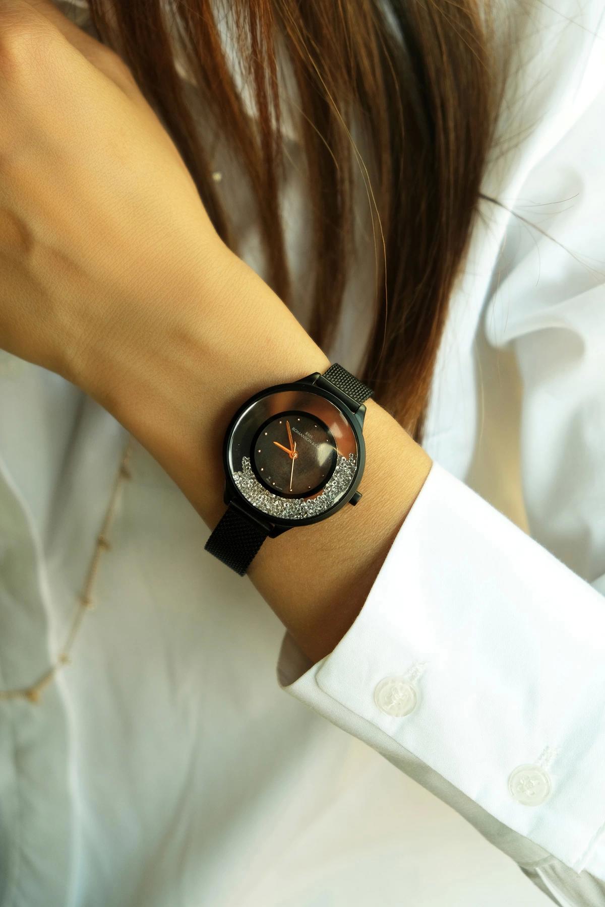 Romanson GR.1.AG1396.07 31-34 mm Siyah Çelik Kordon Analog Kadın Kol Saati