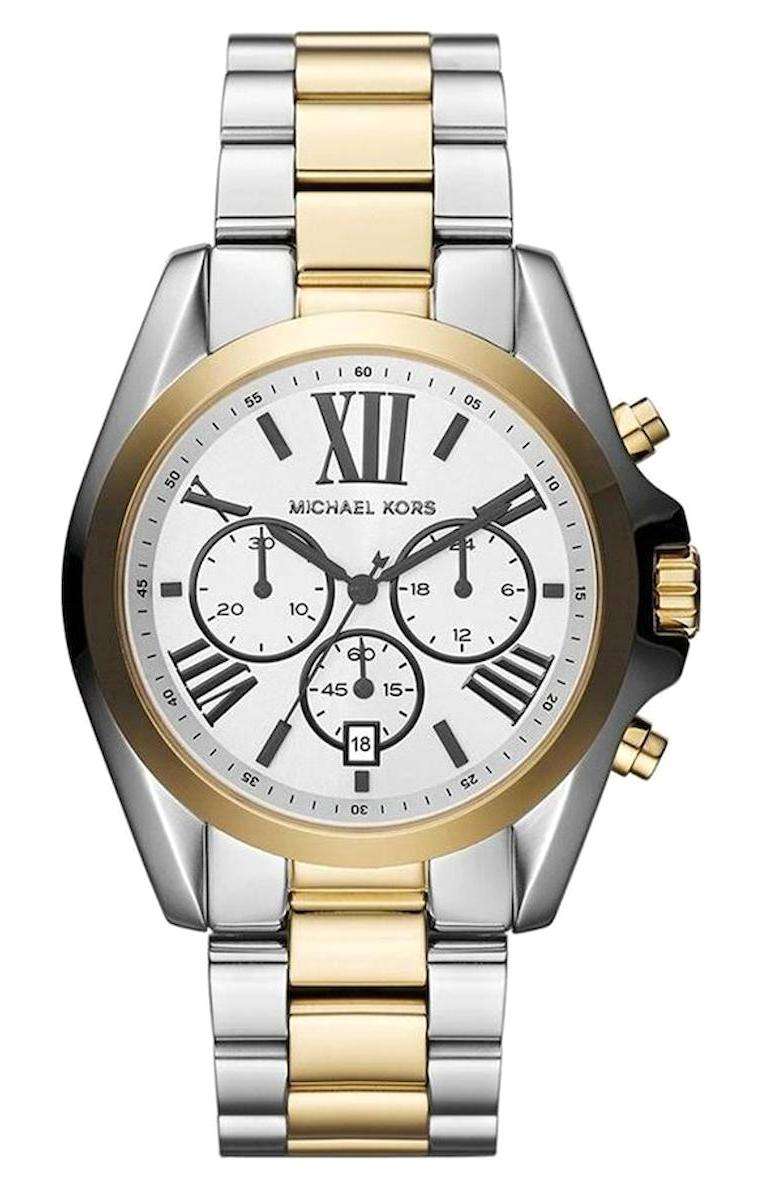 Michael Kors MK5855 Takvimli 39 mm Altın-Gri Çelik Kordon Analog Kadın Kol Saati