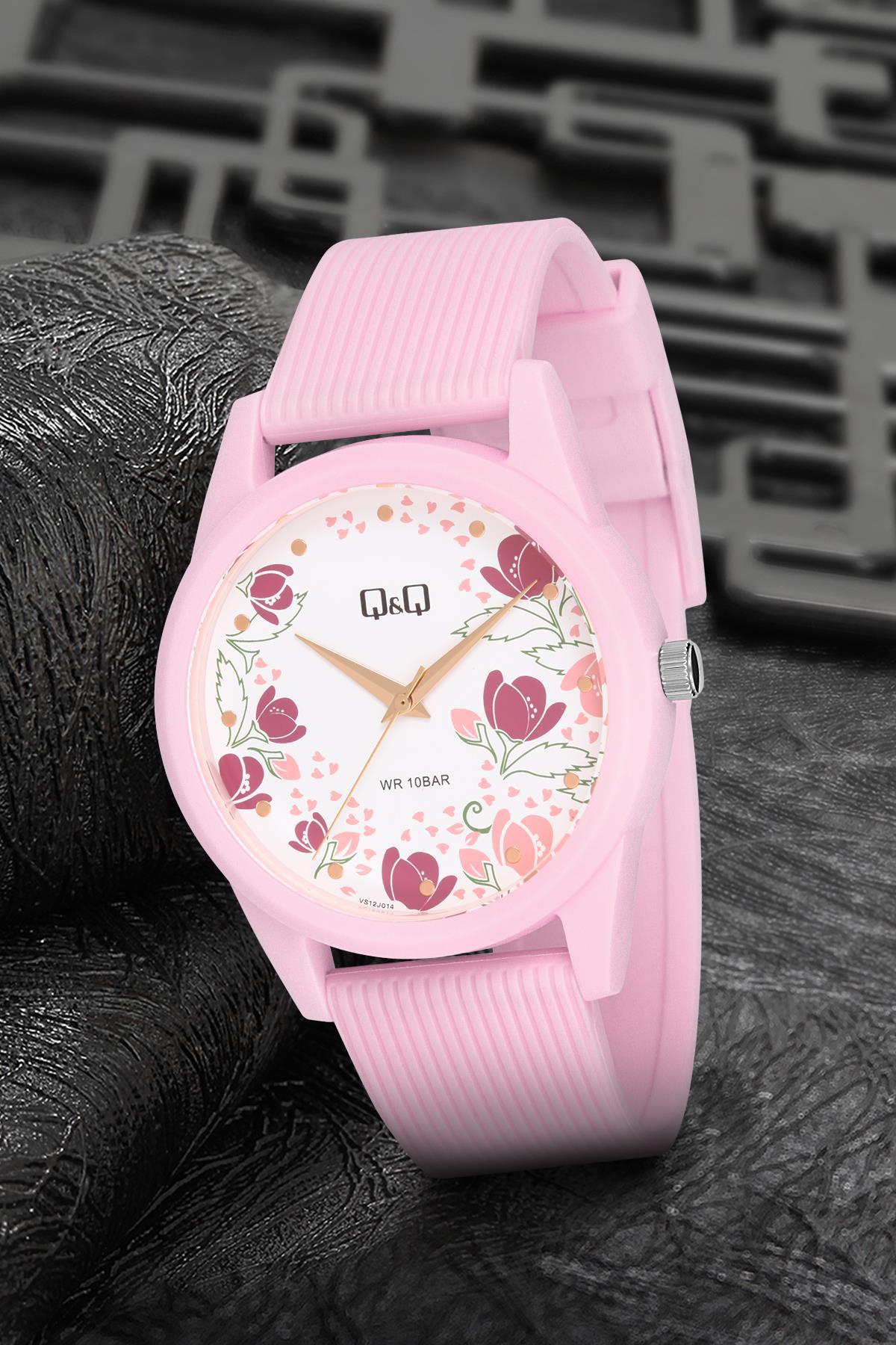 Q&Q 3P711 36 mm Pembe Silikon Kordon Analog Kadın Kol Saati