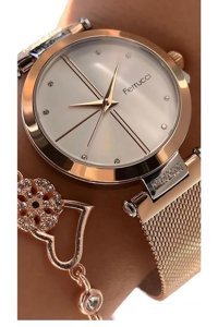 Ferrucci 36 mm Gri Çelik-Hasır Kordon Analog Kadın Kol Saati