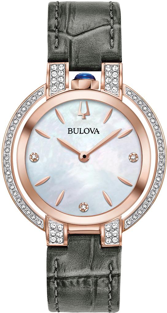 Bulova 98R268 35 mm Siyah Deri Kordon Analog Kadın Kol Saati