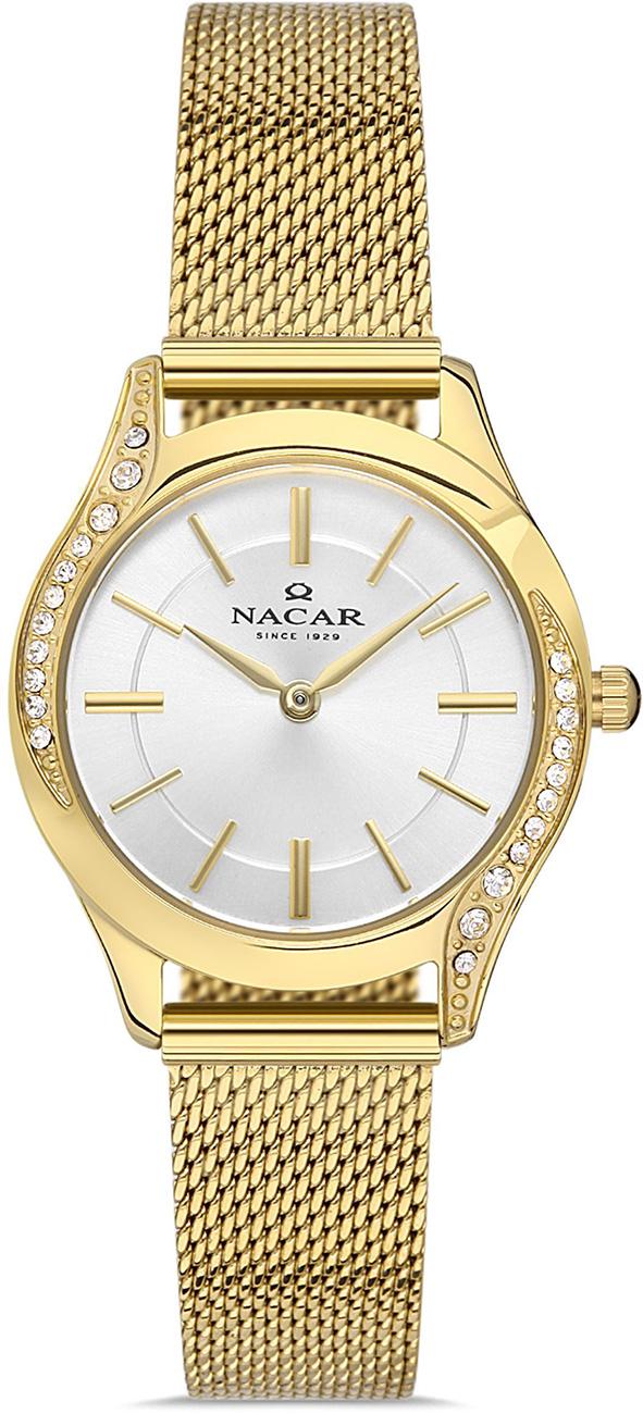 Nacar 36-392020K-DSM 30 mm Altın Hasır Kordon Analog Kadın Kol Saati