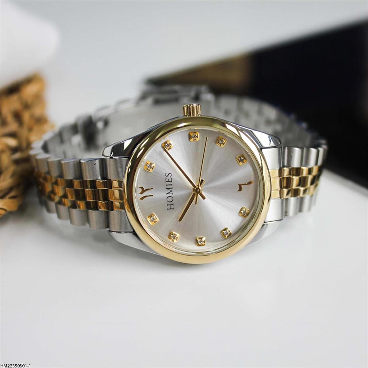 Homies HM22350S01-1 31 mm Altın-Gri Çelik Kordon Analog Kadın Kol Saati