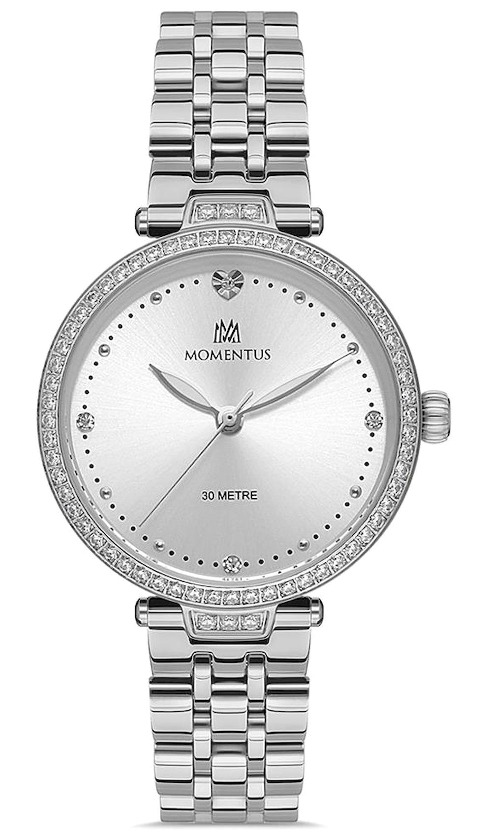 Momentus SS221S-02SS 32 mm Gri Çelik Kordon Analog Kadın Kol Saati