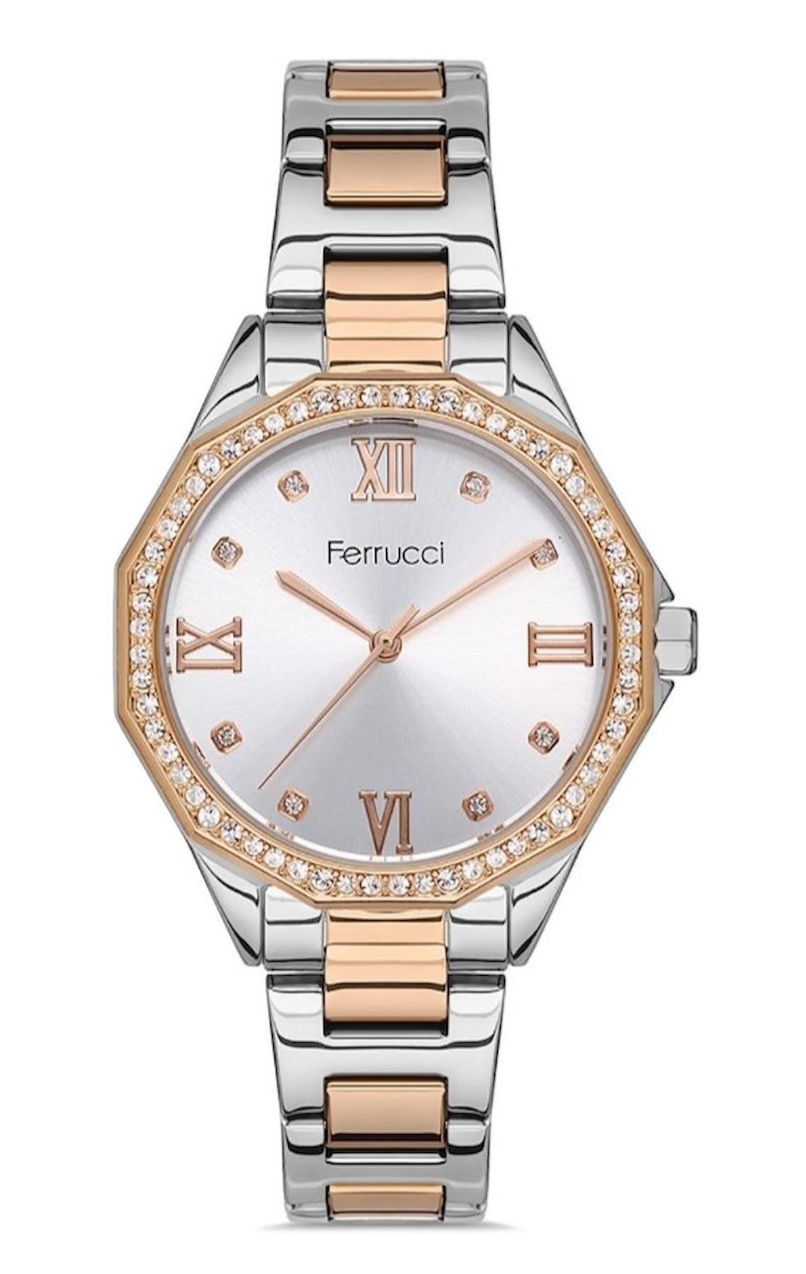 Ferrucci FC.14357M.02 36 mm Gri-Rose Gold Metal Kordon Analog Kadın Kol Saati