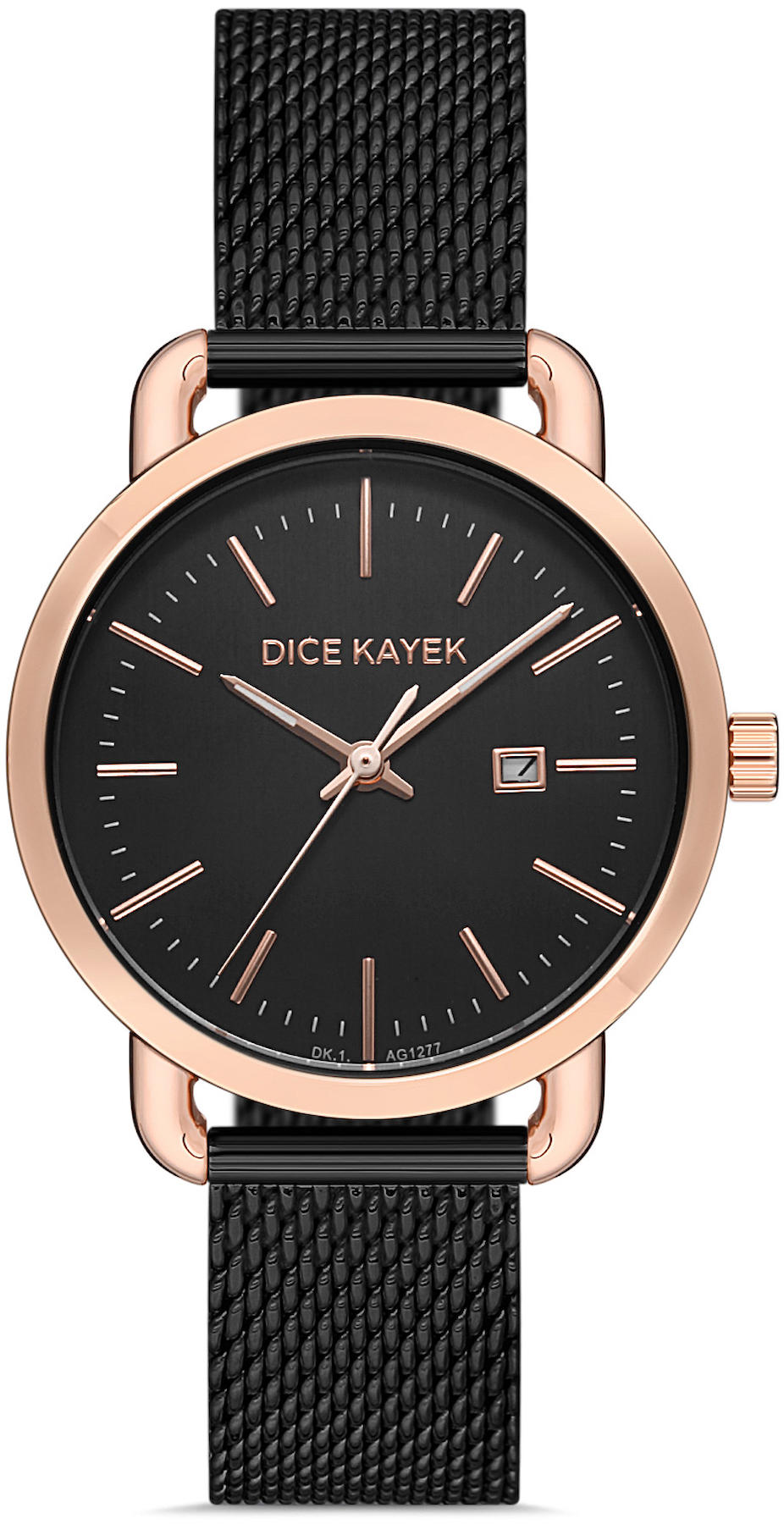 Dice Kayek DK.1.AG1277.06 32 mm Siyah Çelik-Hasır Kordon Analog Kadın Kol Saati