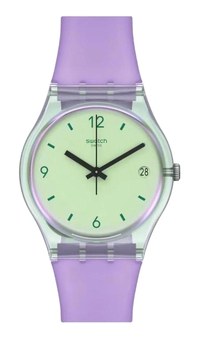 Swatch SO28G401 Takvimli 34 mm Mor Çelik Kordon Analog Kadın Kol Saati