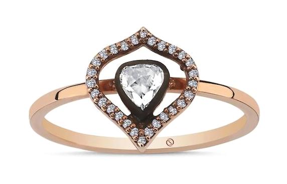 Safir Kuyumculuk 0.19 Karat Damla Sertifikalı Beyaz Taşlı 8 Ayar Elmas Yüzük