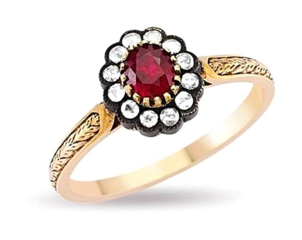 Safir Kuyumculuk 0.25 Karat Yuvarlak Sertifikalı Bordo Yakut Taşlı 8 Ayar Elmas Yüzük