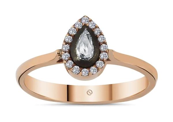 Safir Kuyumculuk 0.06 Karat Damla Sertifikalı Beyaz Taşlı 8 Ayar Elmas Yüzük