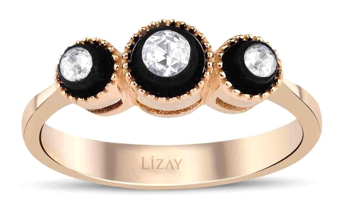 Lizay Pırlanta 0.14 Karat Yuvarlak Sertifikalı Beyaz Taşlı 8 Ayar Elmas Yüzük