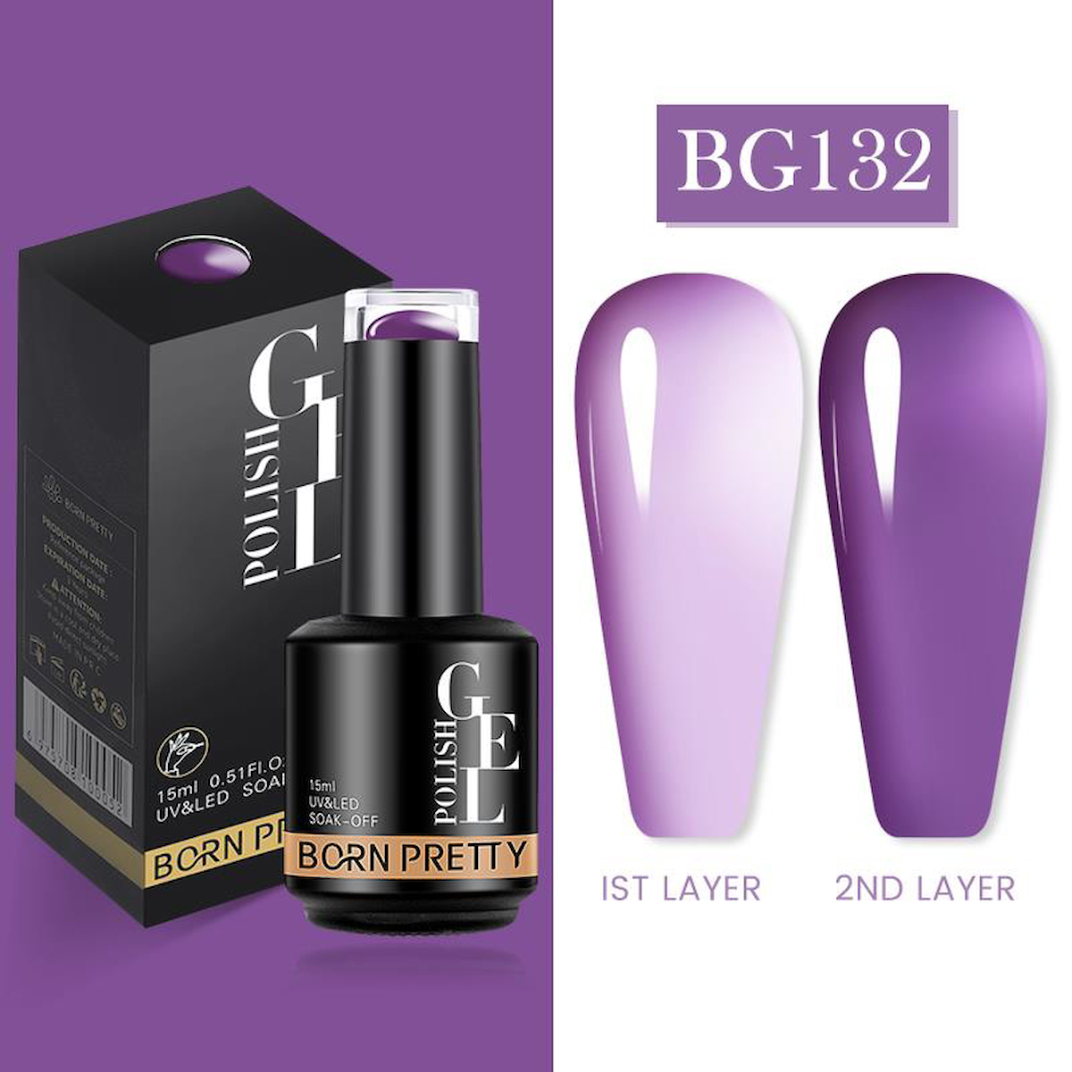 Born Pretty Semi Permanent Vitray BG132 Parlak Kalıcı Oje
