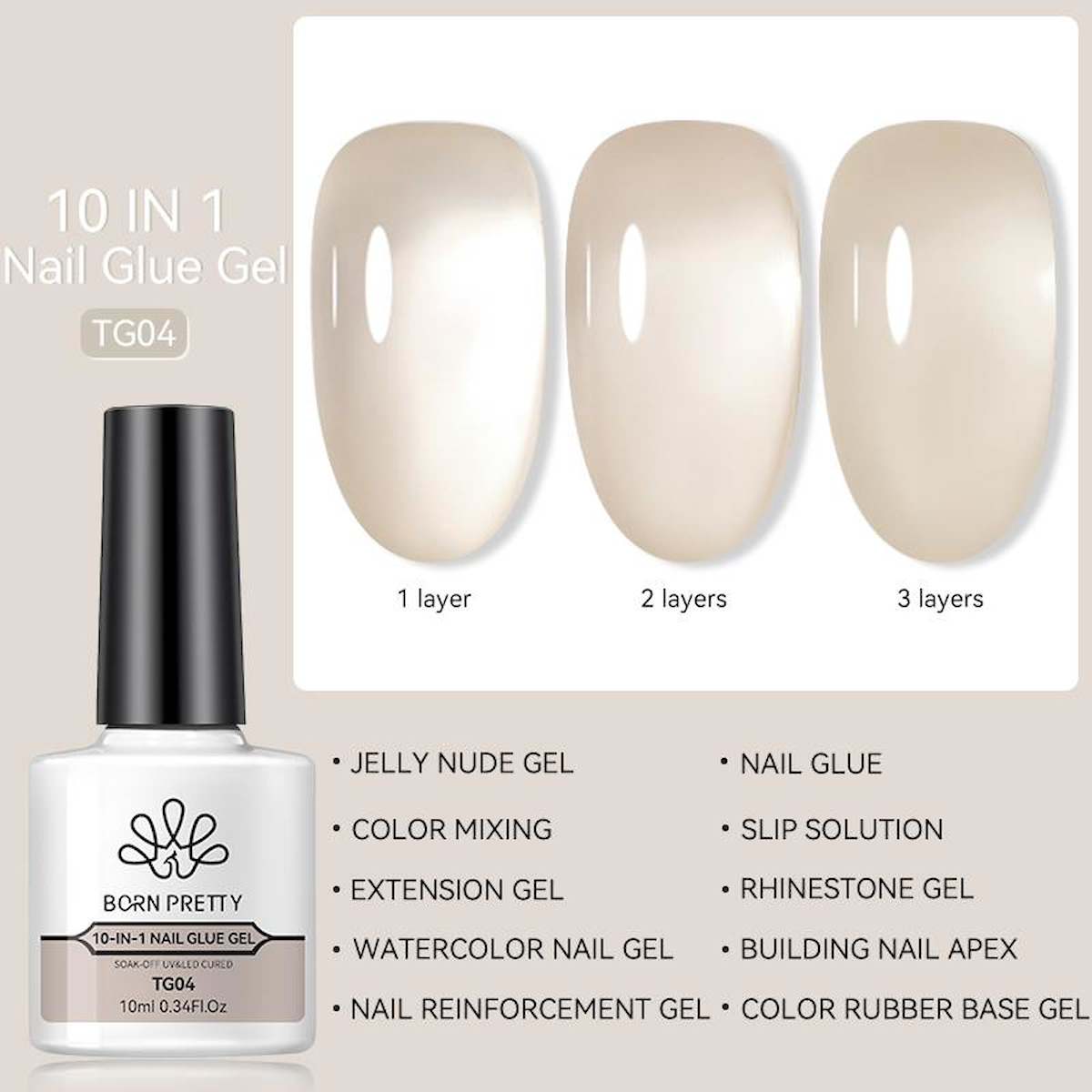 Born Pretty TG04 Şeffaf Parlak Kalıcı Simli Oje