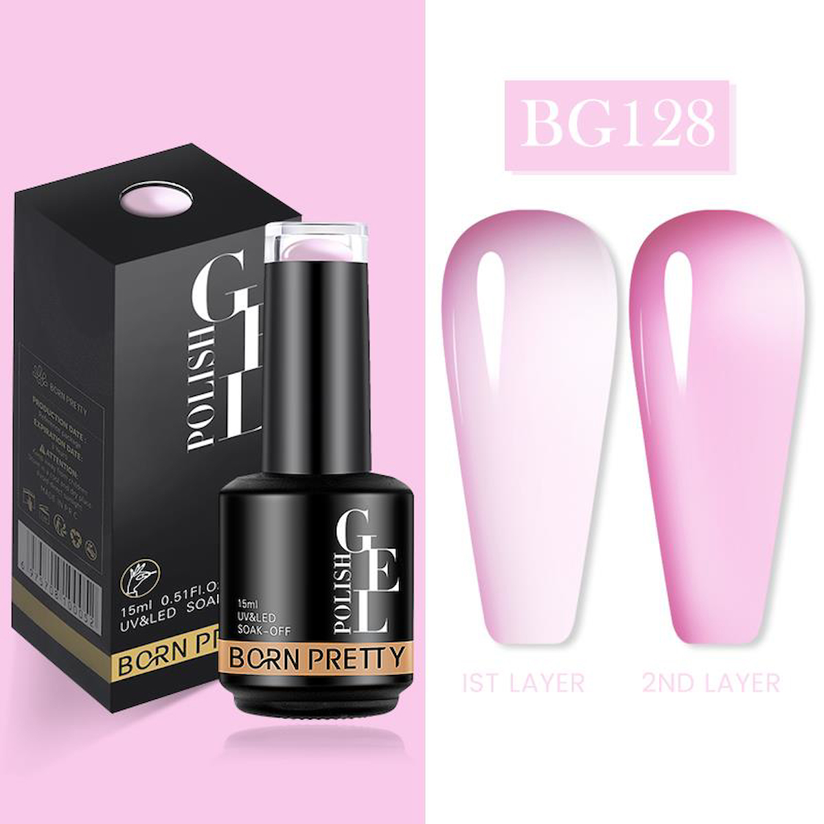 Born Pretty Semi Permanent Vitray BG128 Parlak Kalıcı Oje