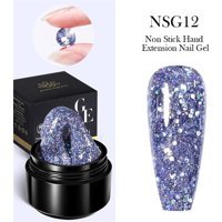 Born Pretty Non Stick Hand Extension NSG-12 Mor Işıltılı Kalıcı Simli Jel Oje