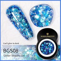 Born Pretty Glitter Sequins BGS08 Mavi Işıltılı Kalıcı Simli Oje