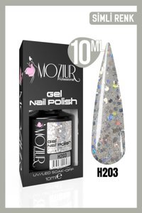 Moziur H203 Gri Işıltılı Kalıcı Simli Oje