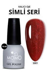 Momo S001 Kırmızı Işıltılı Kalıcı Simli Oje