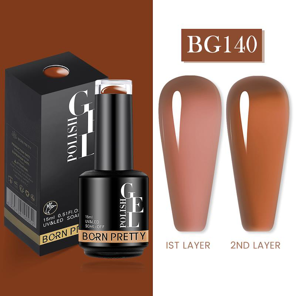 Born Pretty Semi Permanent Vitray BG140 Parlak Kalıcı Oje